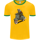 Scooter Skull Biker Motorcycle MOD Mens Ringer T-Shirt FotL Gold/Green