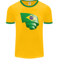 Curled Brazil Flag Brazilian Day Football Mens Ringer T-Shirt FotL Gold/Green
