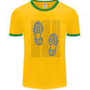 Rise & Run Running Marathon Cross Country Runner Mens Ringer T-Shirt Gold/Green