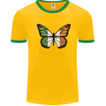 Irish Butterfly Ireland Ire Mens Ringer T-Shirt Gold/Green