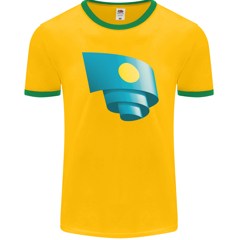 Curled Palau Flag Palauan Day Football Mens Ringer T-Shirt FotL Gold/Green