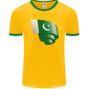 Curled Pakistan Flag Pakistani Day Football Mens Ringer T-Shirt FotL Gold/Green