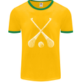 Hurling Bats and Ball Mens Ringer T-Shirt FotL Gold/Green