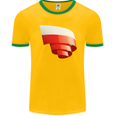 Curled Poland Flag Polish Day Football Mens Ringer T-Shirt FotL Gold/Green