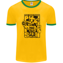 Pick Your Poison Beer Alcohol Skeleton Skull Mens Ringer T-Shirt Gold/Green