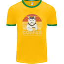 Coffee Because Murder is Wrong Funny Dog Mens Ringer T-Shirt FotL Gold/Green