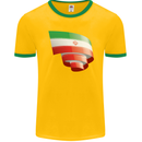 Curled Iran Flag Iranian Day Football Mens Ringer T-Shirt FotL Gold/Green