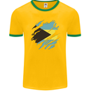 Torn Bahamas Flag Bahamians Day Football Mens Ringer T-Shirt FotL Gold/Green