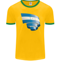 Curled Honduras Flag Honduran Day Football Mens Ringer T-Shirt FotL Gold/Green