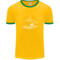 Aircraft Carrier Royal Navy Ship Sailor Mens Ringer T-Shirt FotL Gold/Green