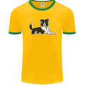 A Border Collie Dog Mens Ringer T-Shirt FotL Gold/Green