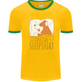 Corgi Sleeping Dog Mens Ringer T-Shirt Gold/Green