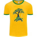 Abstract Tortoise Tree Mens Ringer T-Shirt FotL Gold/Green