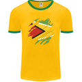 Torn Guyana Flag Guyanese Day Football Mens Ringer T-Shirt FotL Gold/Green