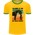 Equestrian Horse Riding My Wild Heart Mens Ringer T-Shirt Gold/Green