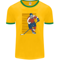 Ice Hockey Player Mens Ringer T-Shirt FotL Gold/Green