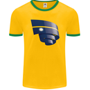Curled Nauru Flag Nauruan Day Football Mens Ringer T-Shirt FotL Gold/Green