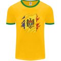 Torn Moldova Flag Moldovan Day Football Mens Ringer T-Shirt FotL Gold/Green