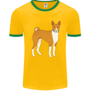 A Basenji Hunting Dog Mens Ringer T-Shirt Gold/Green