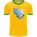 Curled Micronesia Flag Micronesian Day Football Mens Ringer T-Shirt FotL Gold/Green