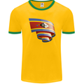 Curled Swaziland Flag Swazi Day Football Mens Ringer T-Shirt FotL Gold/Green