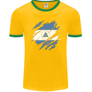 Torn Nicaragua Flag Nicaraguan Day Football Mens Ringer T-Shirt FotL Gold/Green