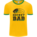 Ice Hockey Dad Fathers Day Mens Ringer T-Shirt Gold/Green