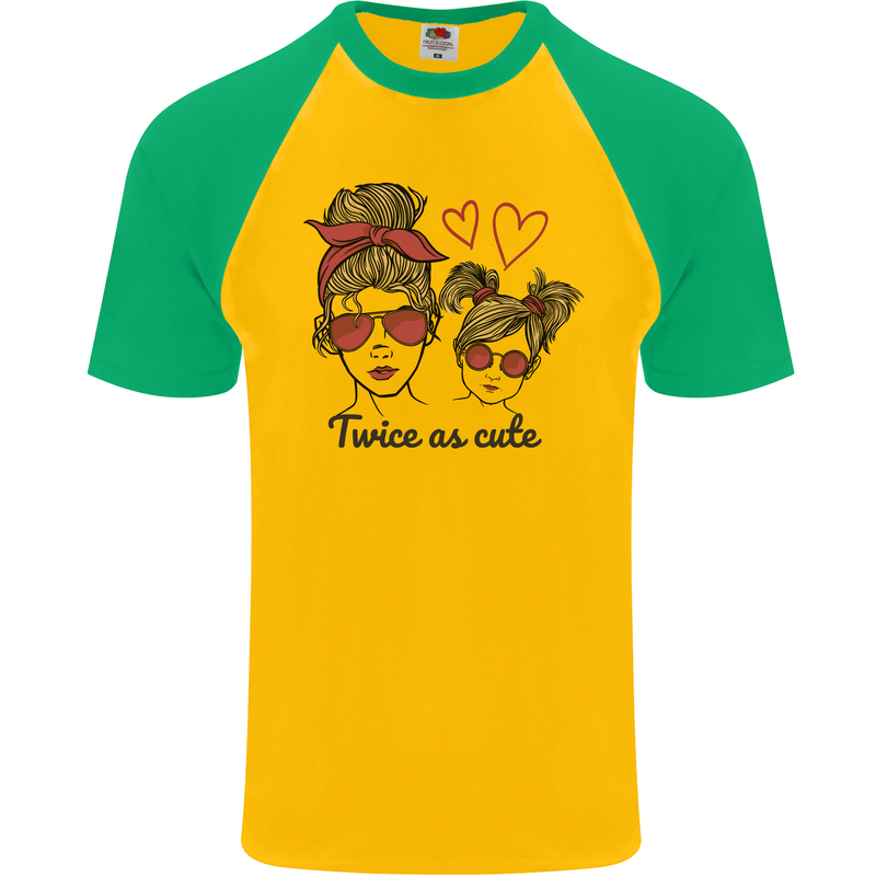 Mummy & Daughter Twice as Cute Mommy Mens S/S Baseball T-Shirt Gold/Green