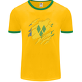 Torn Saint Vincent and Grenadines Flag Football Mens Ringer T-Shirt FotL Gold/Green