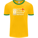 Eat Sleep Hockey Repeat Ice Street Funny Mens Ringer T-Shirt FotL Gold/Green