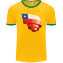 Curled Chile Flag Chilean Day Football Mens Ringer T-Shirt FotL Gold/Green