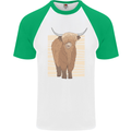 A Chilled Highland Cow Mens S/S Baseball T-Shirt White/Green