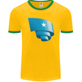 Curled Somalia Flag Somalian Day Football Mens Ringer T-Shirt FotL Gold/Green
