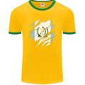 Torn Guatemala Flag Guatemalan Day Football Mens Ringer T-Shirt FotL Gold/Green