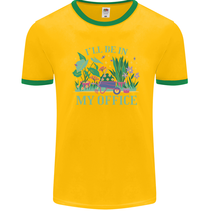 Gardener Funny Gardening Garden Plants Mens Ringer T-Shirt FotL Gold/Green