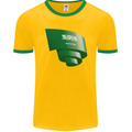Curled Saudi Arabia Flag Arabian Day Football Mens Ringer T-Shirt FotL Gold/Green