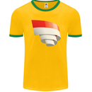 Curled Indonesia Flag Indonesian Day Football Mens Ringer T-Shirt FotL Gold/Green