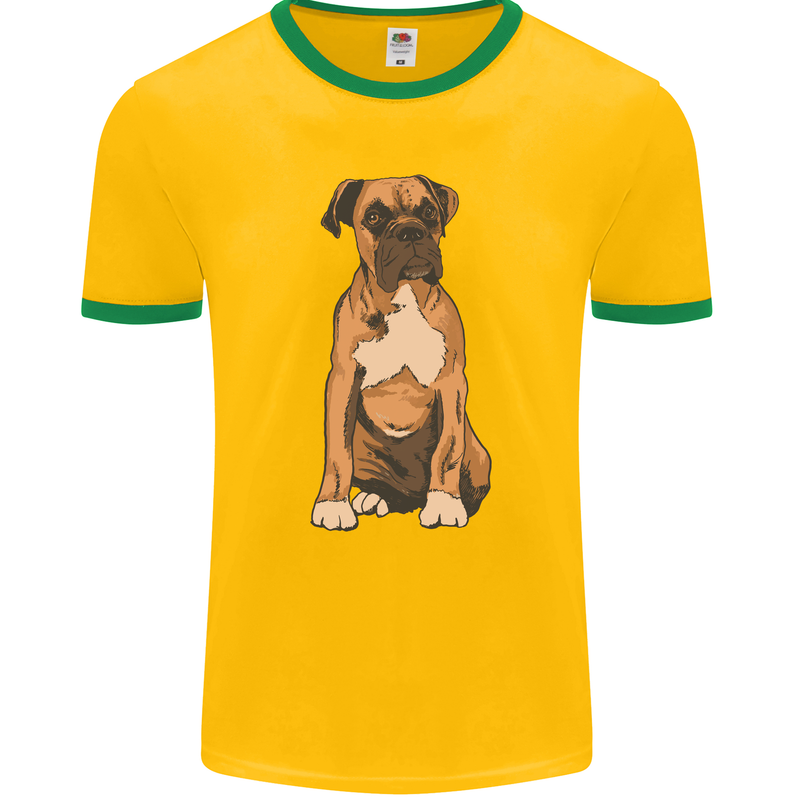 A Boxer Dog Mens Ringer T-Shirt FotL Gold/Green