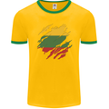 Torn Lithuania Flag Lithuania Day Football Mens Ringer T-Shirt FotL Gold/Green