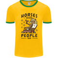 Horse Riding Because People Suck Equestrian Mens Ringer T-Shirt Gold/Green