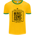 Keep Calm & Make Some Noise Rock n Roll Mens Ringer T-Shirt Gold/Green