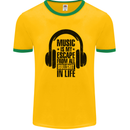Music Is My Escape From B/S in Life Rock Mens Ringer T-Shirt Gold/Green
