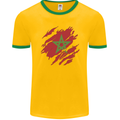 Torn Morocco Flag Moroccan Day Football Mens Ringer T-Shirt FotL Gold/Green