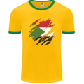 Torn Sudan Flag Sudanese Day Football Mens Ringer T-Shirt FotL Gold/Green