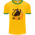 What? Funny Murderous Black Cat Halloween Mens Ringer T-Shirt Gold/Green