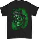 Green Skull St Patricks Day Irish Paddys Day Mens T-Shirt 100% Cotton BLACK