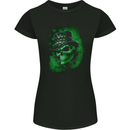Green Skull St Patricks Day Irish Paddys Day Womens Petite Cut T-Shirt Black