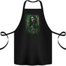 Green Zombie Woman USA Flag St Patricks Day Cotton Apron 100% Organic Black