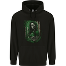 Green Zombie Woman USA Flag St Patricks Day Mens 80% Cotton Hoodie Black