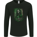 Green Zombie Woman USA Flag St Patricks Day Mens Long Sleeve T-Shirt Black